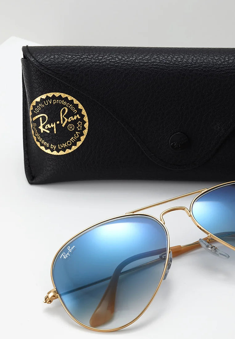 Ray-Ban AVIATOR LARGE UNISEX - Lunettes de soleil - gold crystal gradient light blue